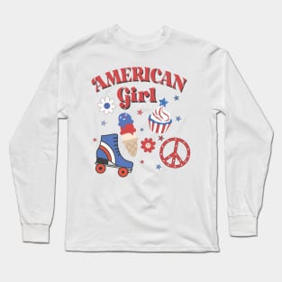 Vintage American Girl 4th Of July Long Sleeve T-Shirt